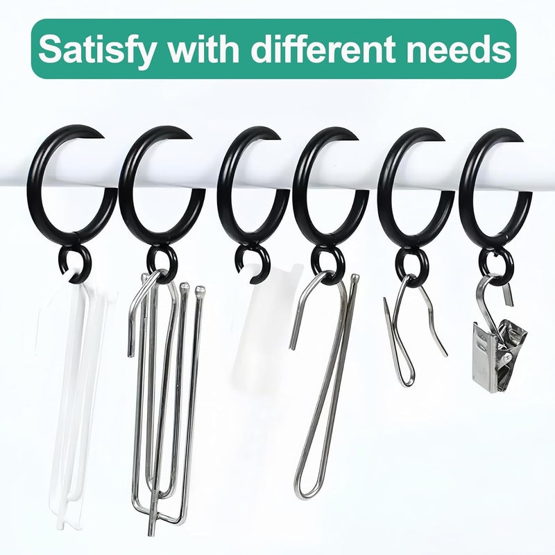 LEPEVNEY Black Curtain Rings Metal Drapery Rings for Curtain Rods, Inner Diameter 1.5 Inch 24 Pcs - Image 3